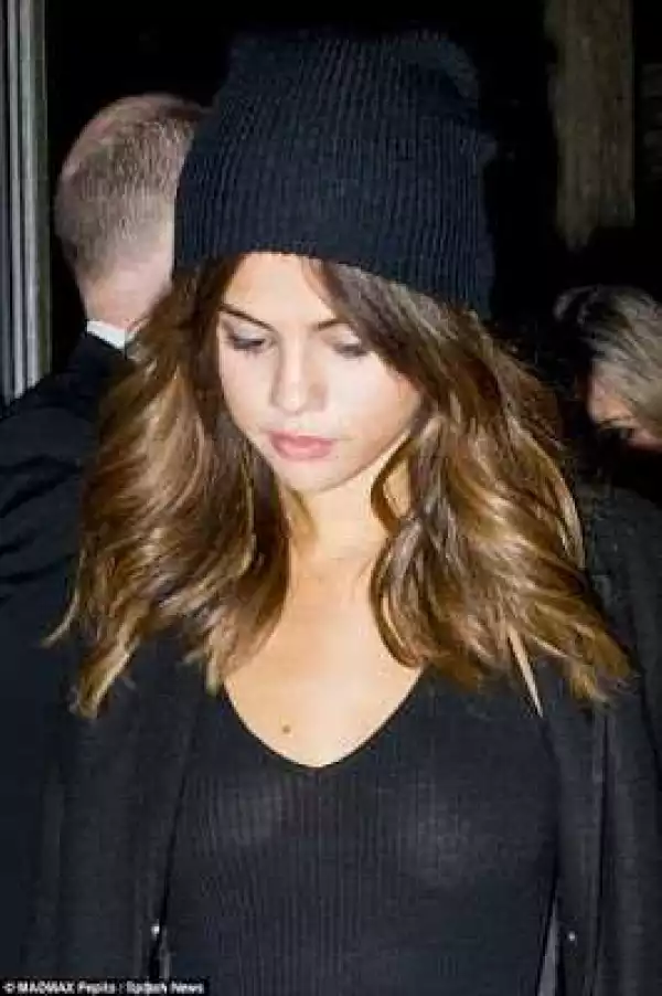 Selena Gomez goes braless in sheer black top